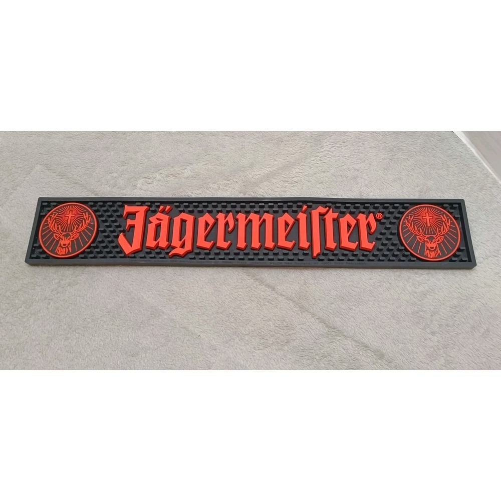 Jagermeister Rubber Bar Runner Spill Mat Orange/Black 20 1/4" x 3 1/4" Home Bar